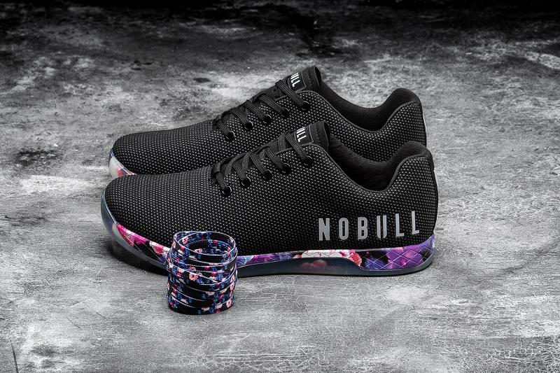 Black Nobull Space Floral Men's Trainers | CA V1197R